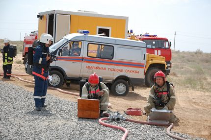 Trabajadores de gas en el trabajo