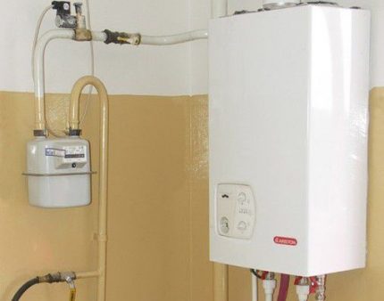 Wall mounted boiler and gas meter