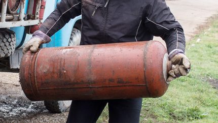 Transporte incorreto da garrafa de gás