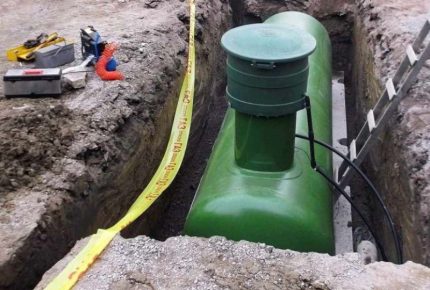 Diepte gashouder tijdens installatie