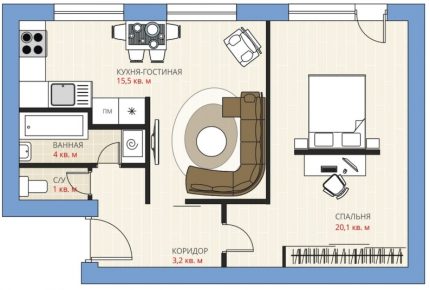 ห้องครัว - ห้องนั่งเล่น