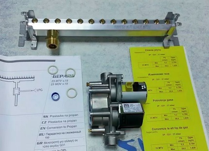 Manifold dengan muncung untuk gas cecair