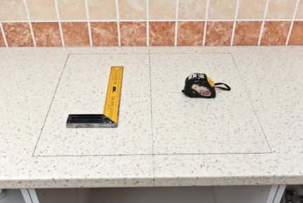 Marking countertops for cutting