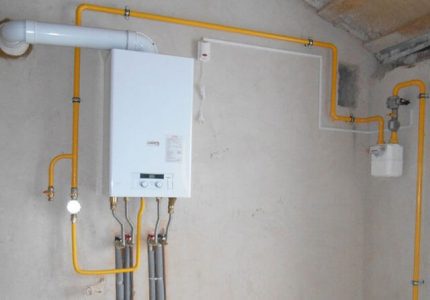 Ví dụ về kết nối nồi hơi gas với thông tin liên lạc