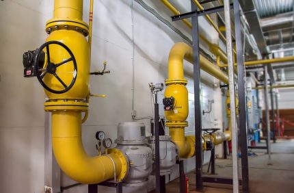 Tuyaux de gaz en acier à l'intérieur du bâtiment