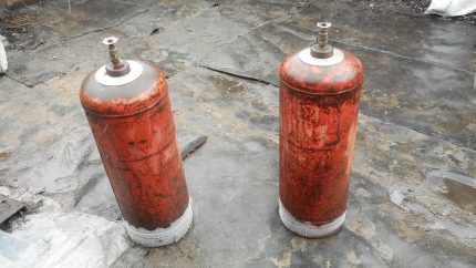 Bouteilles à gaz à fond gelé