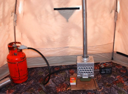 Operation of a makeshift convector in a tent