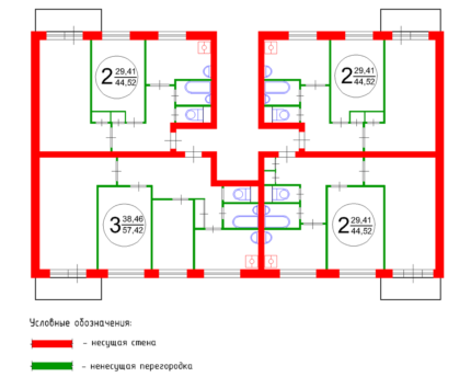 Golvplan för en hyreshus