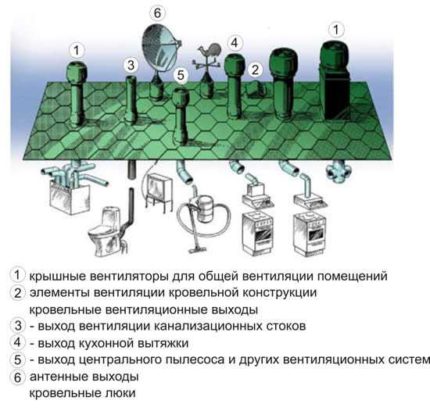 Types of ventilation pipes