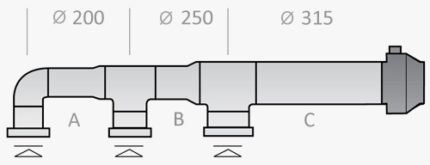 Air duct with various diameters