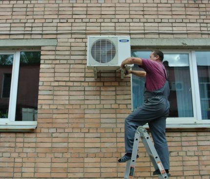 Installation of a basket from a ladder